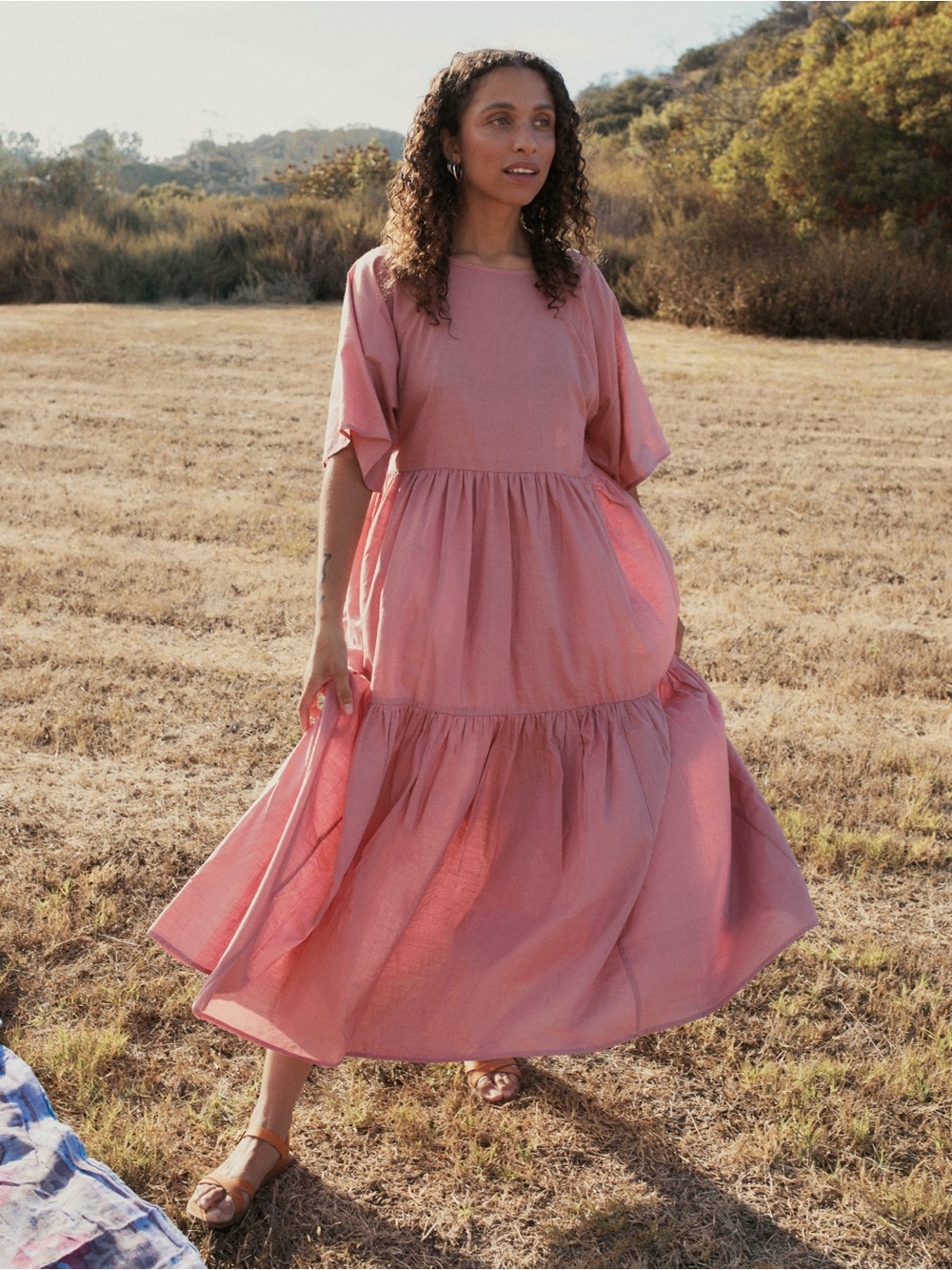 Christy Dawn Theo Mauve Khadi maxi cotton oversized relaxed fit dress